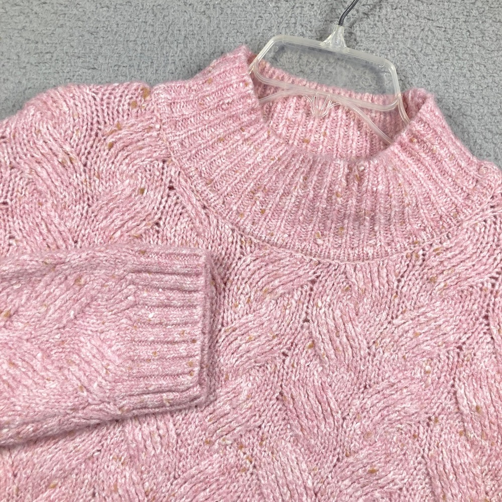 Joie Sweater Womens NEW Medium Pink Cable Knit Mock Neck Long Sleeve Pullover